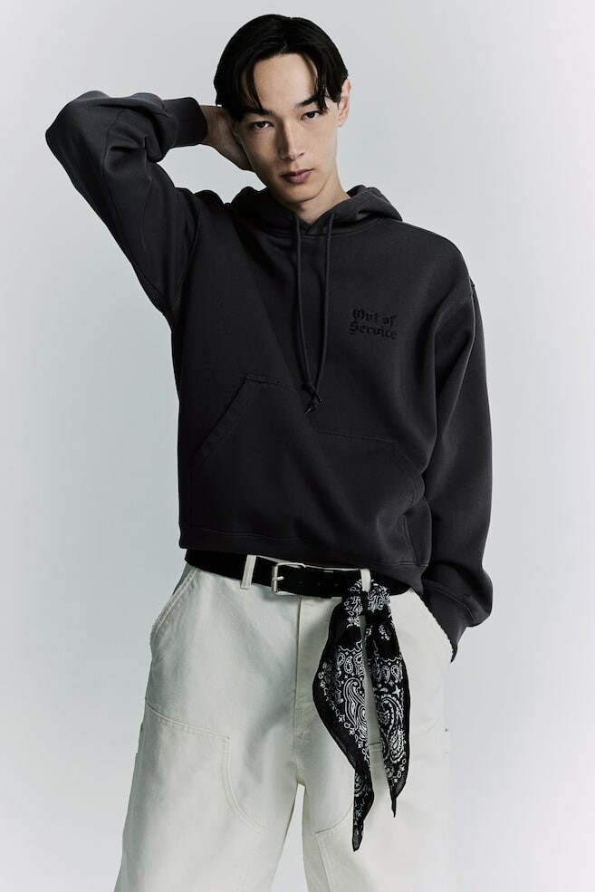

Худи оверсайз с принтом H&M, серый
