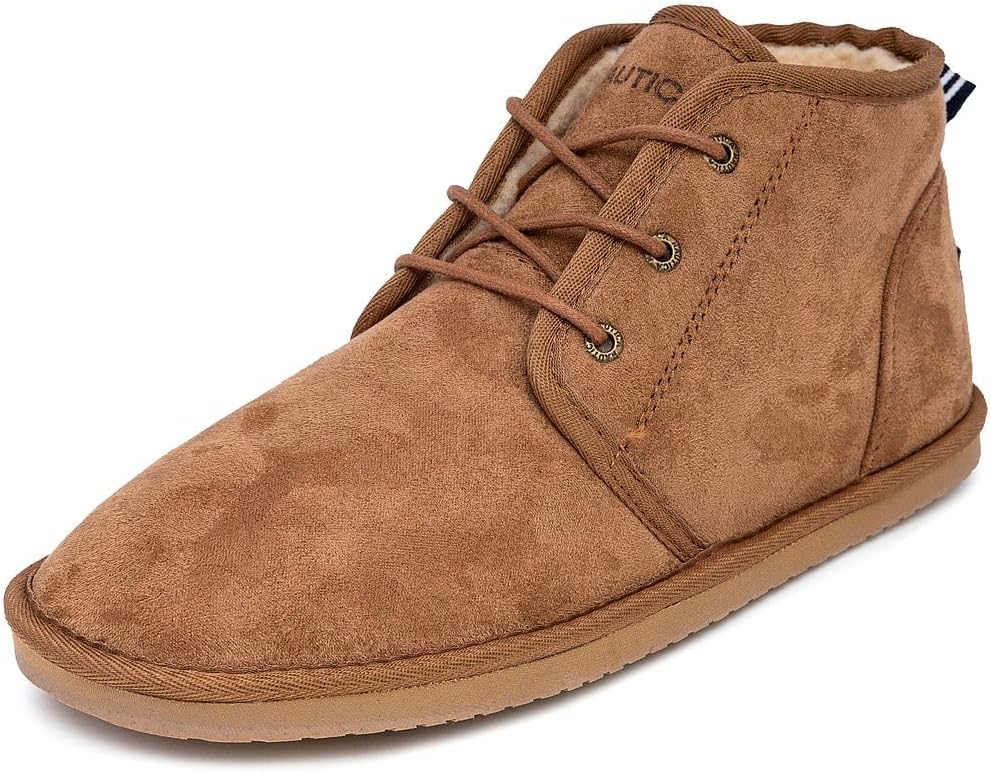 

Зимние мужские ботинки Nautica - утепленные мехом Шерпа, шнурованные, для холодной погоды, теплые домашние и обувь, удобные и уютные сапожки, Tan