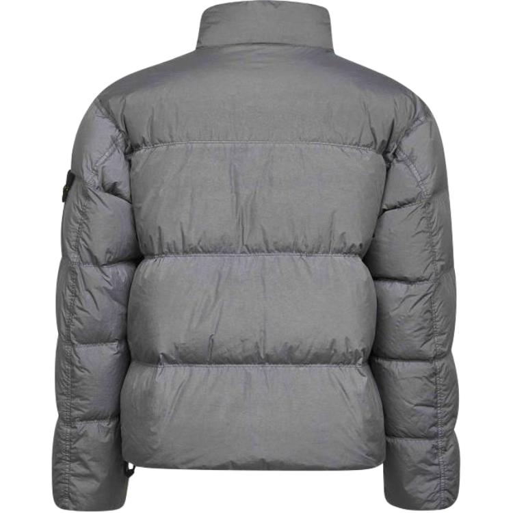 STONE ISLAND Пуховик с высоким воротником и логотипом, Gray — фото 3