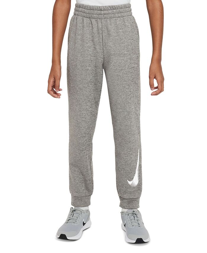 

Флисовые джоггеры для тренировок Big Kids Therma-FIT Nike, серый