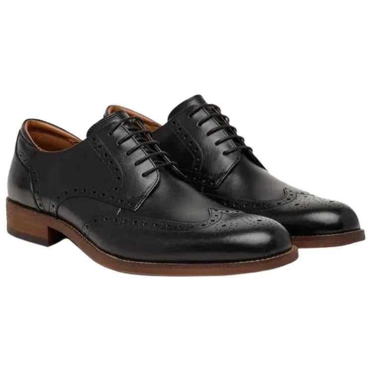 Clarks CraftRemi Tip Leather Casual Shoes Men's Black — фото 4