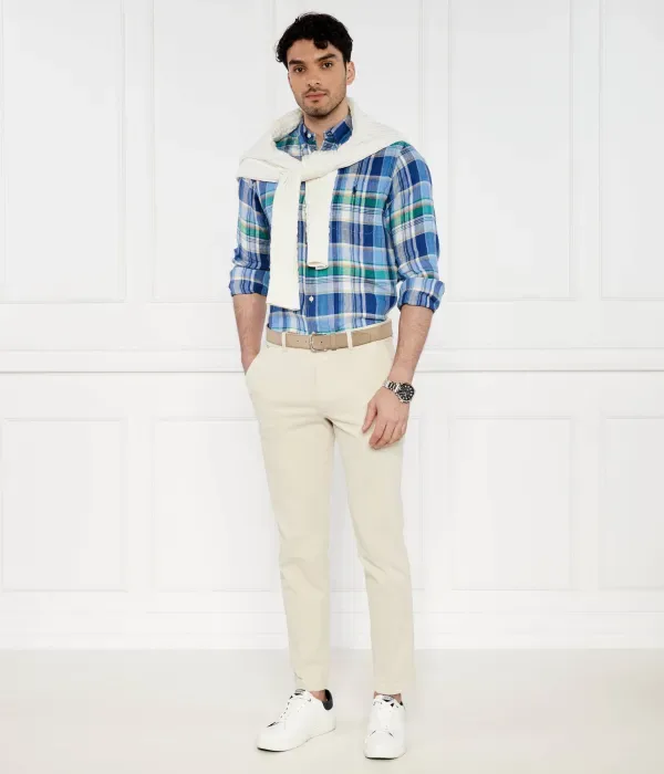 Льняная рубашка custom fit Polo Ralph Lauren, синий — фото 2