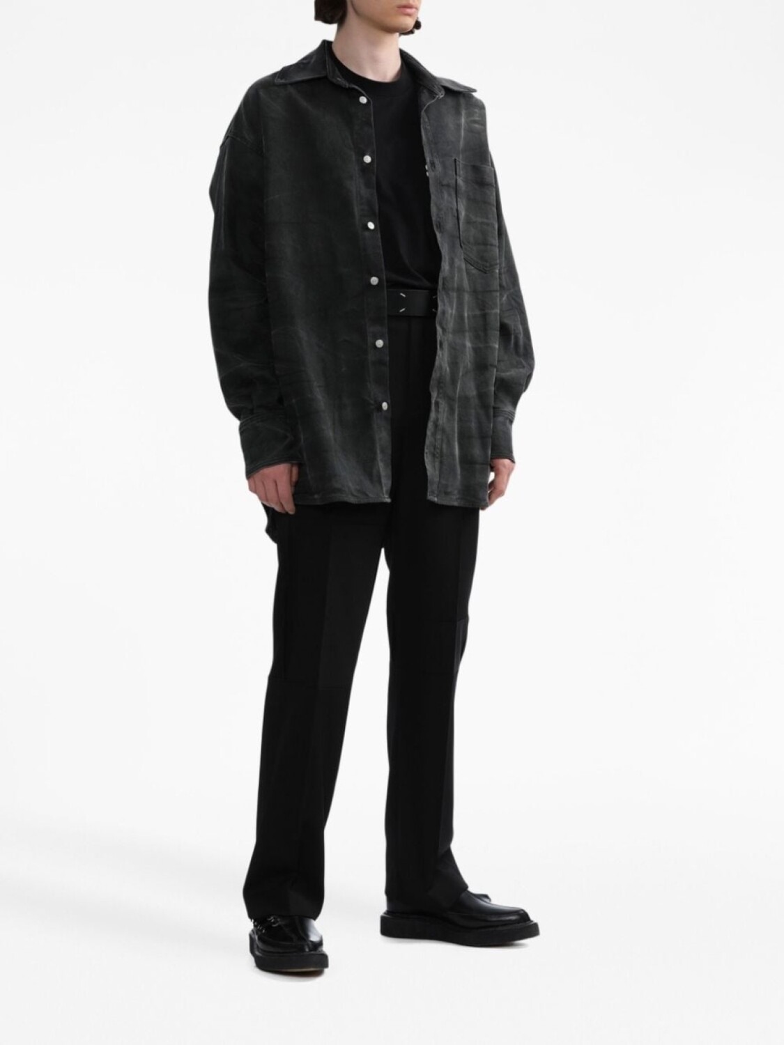 

MM6 Maison Margiela рубашка с длинными рукавами и жатым эффектом, черный