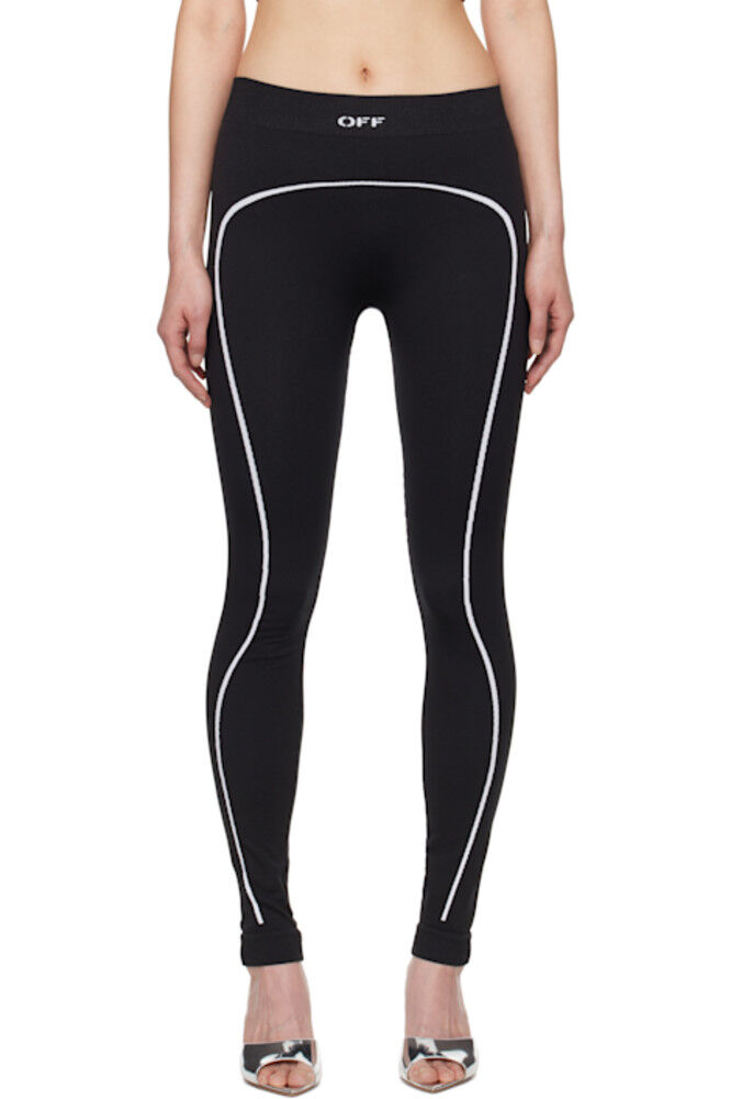 

Черные бесшовные спортивные леггинсы Stamp Off-White