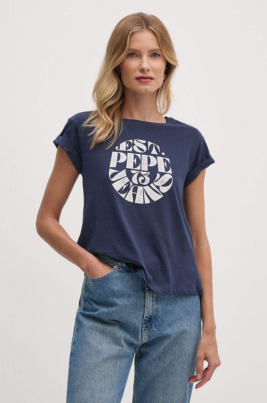 

ЭЛВИЯ хлопковая футболка Pepe Jeans, темно-синий