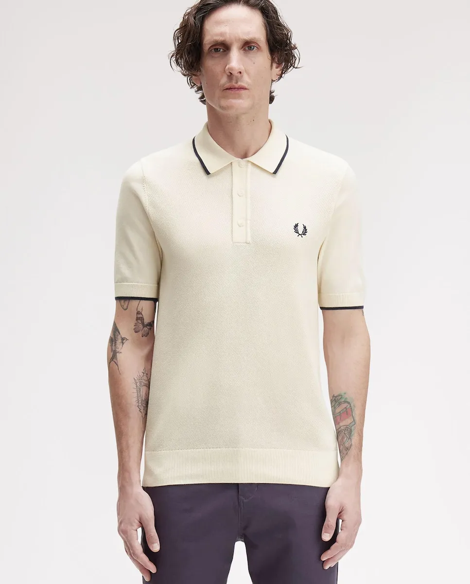 

Мужская футболка с коротким рукавом, воротником поло и контрастной отделкой Fred Perry, бежевый