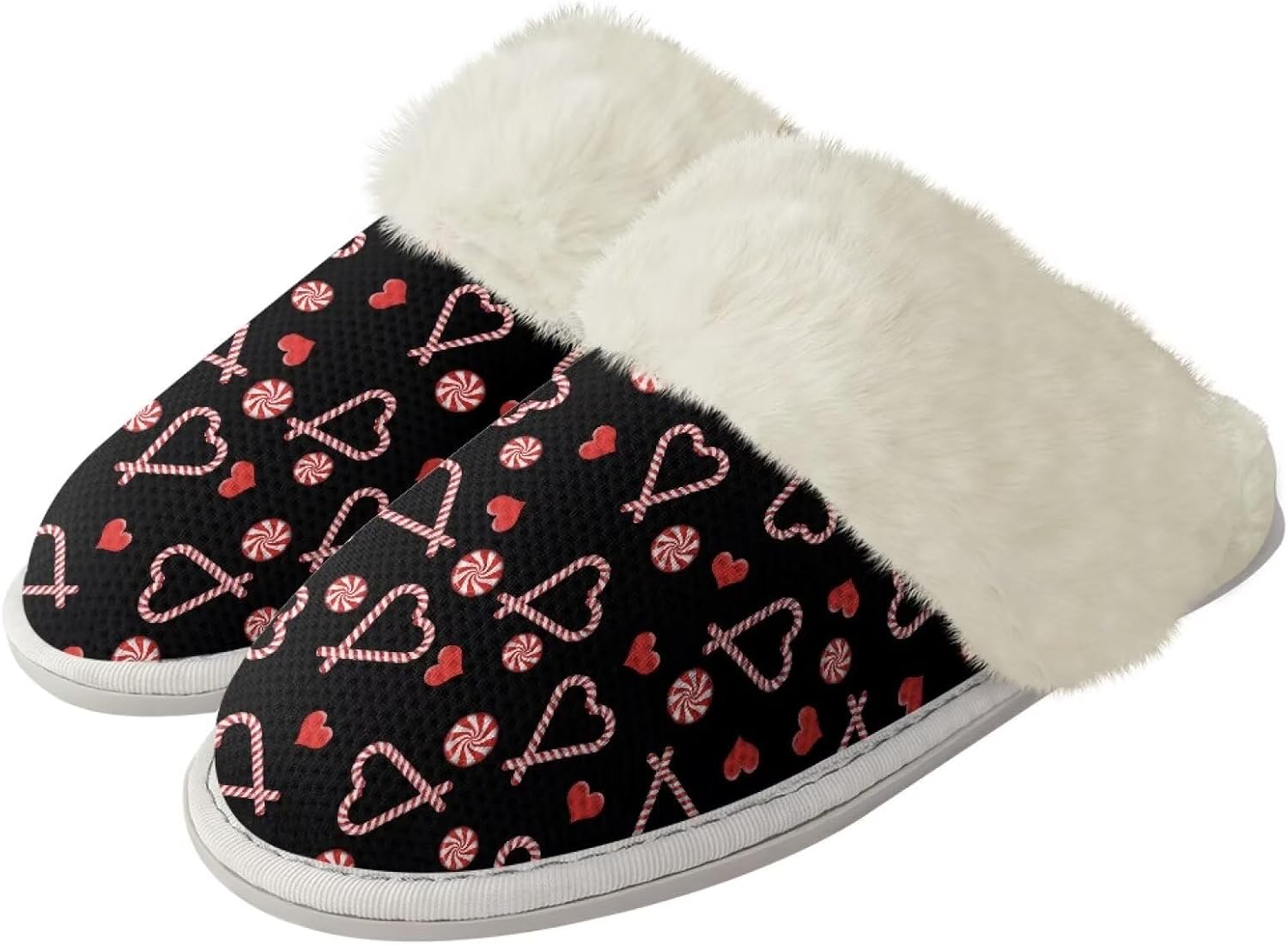 

Зимние рождественские спа-тапочки Drnuikhe, домашние тапочки из пены с эффектом памяти, обувь для дома и улицы, размер L, для мужчин и женщин, Candy Canes