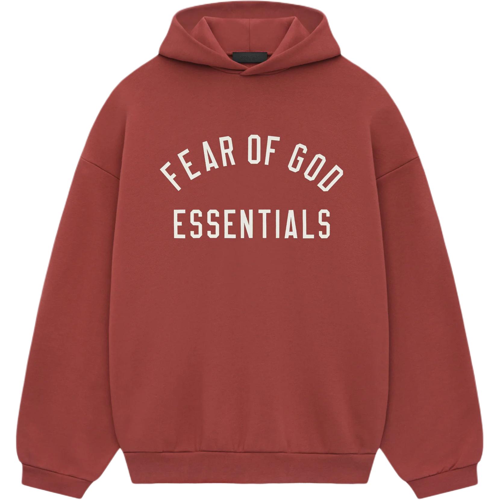 Толстовка с капюшоном из флиса Fear Of God Essentials, малиновый — фото 2