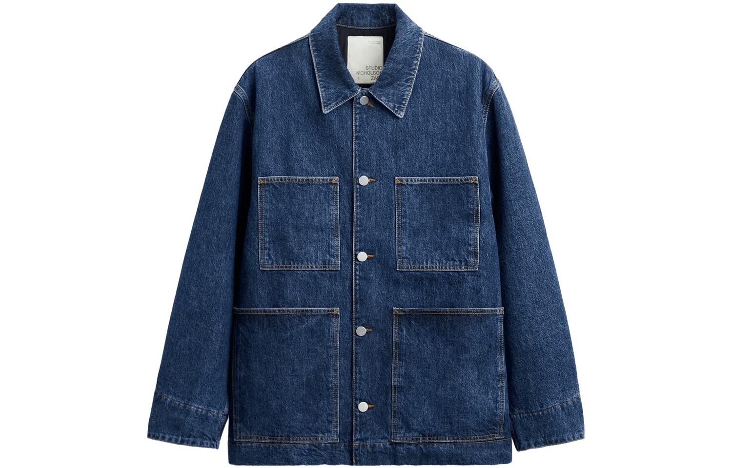 

Мужская джинсовая куртка Studio Nicholson X Studio Nicholson Co-brand темно-синего цвета Zara, темно-синий