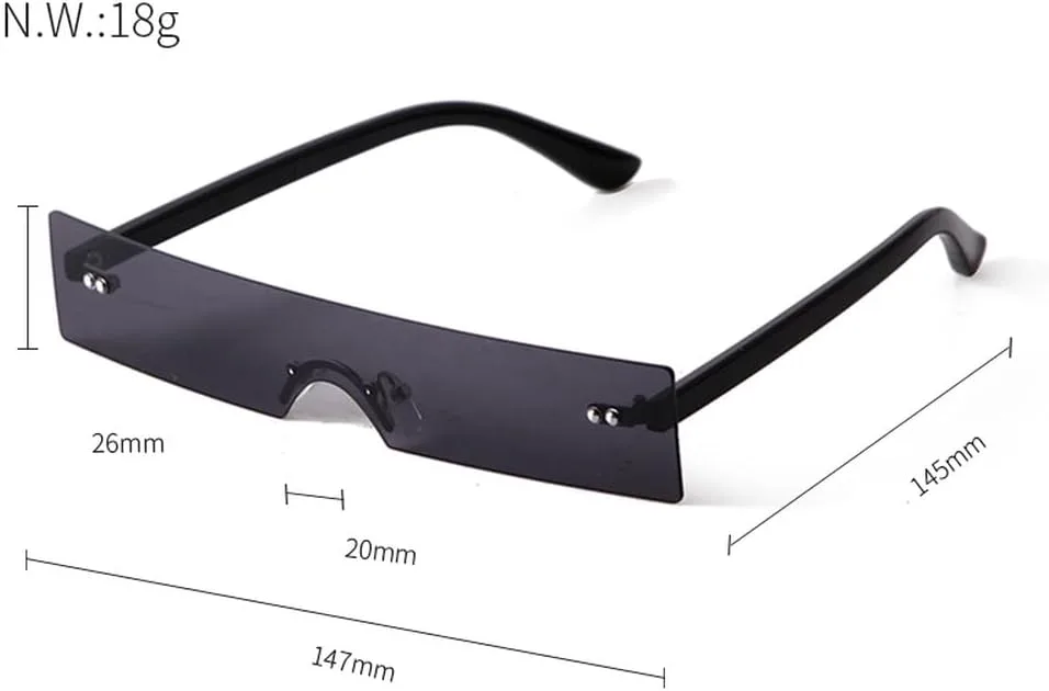 

Винтажные солнцезащитные очки без оправы прямоугольной формы для женщин и мужчин. Ретро солнцезащитные очки без оправы с красными линзами для женщин TYUVIVO, C3