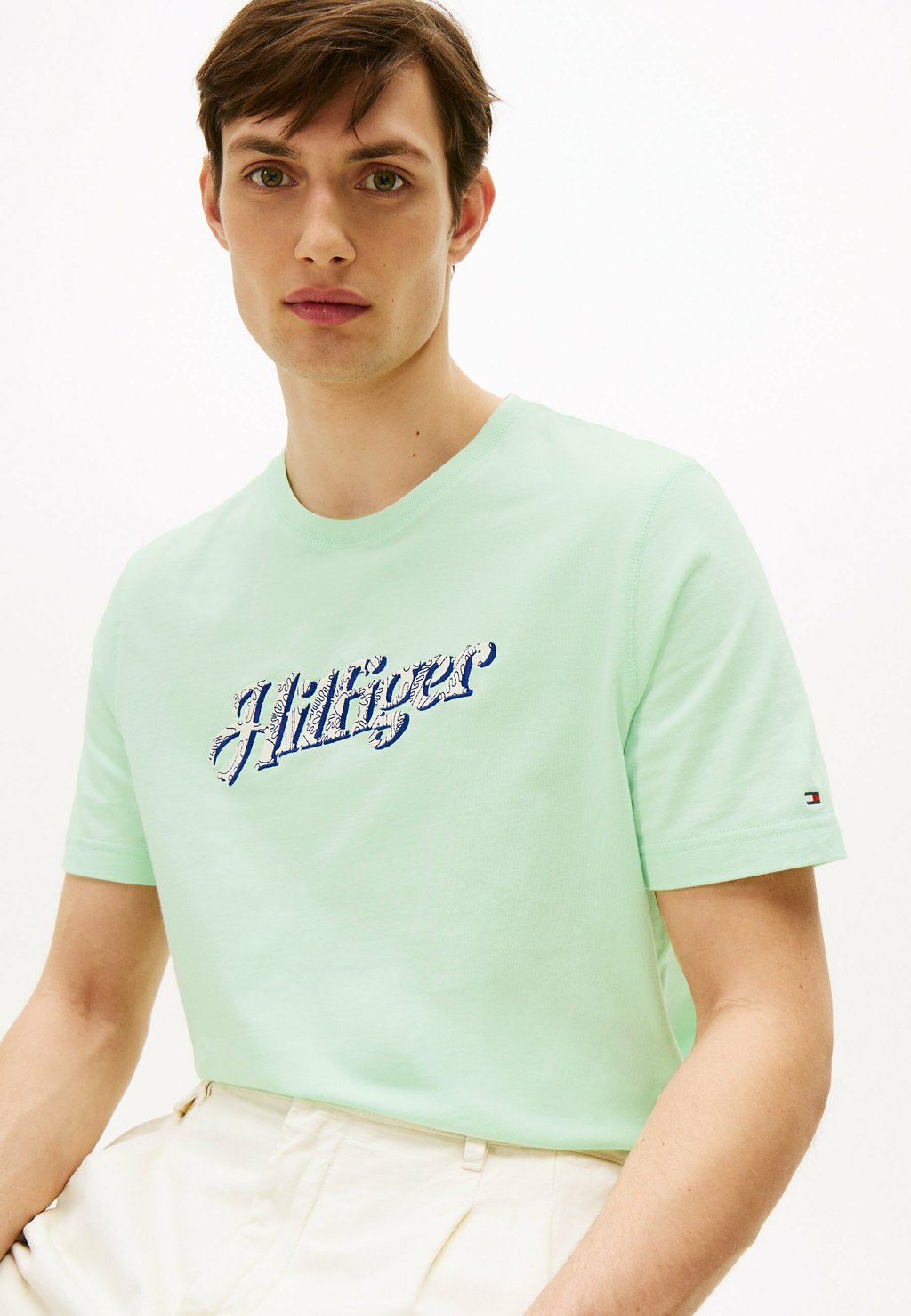 Футболка с принтом LOGO CREW NECK Tommy Hilfiger, светло-зеленый — фото 4
