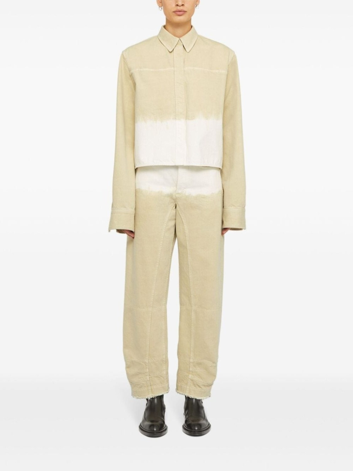 Jil Sander двухцветные джинсы широкого кроя, нейтральный цвет — фото 2