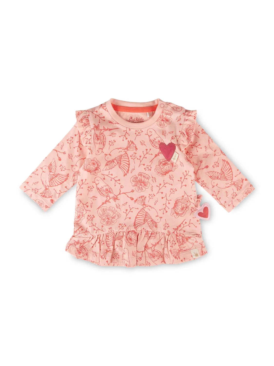 Рубашка Sigikid Longshirt Pink Birds светло-розового цвета