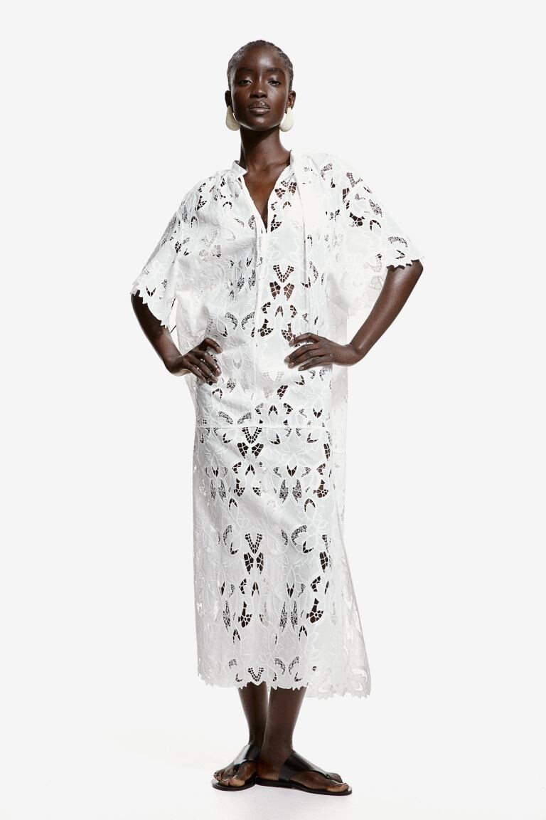 

Платье-Кафтан английской вышивки H&M, белый