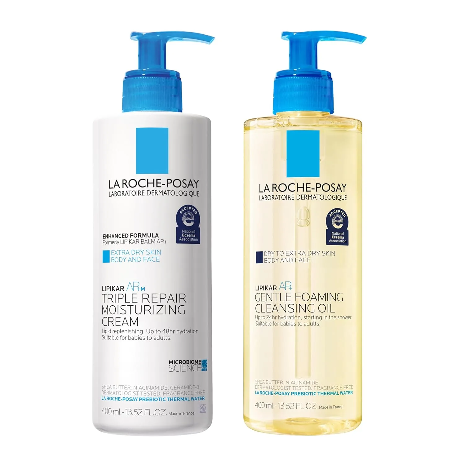 La Roche-Posay Lipikar AP+MAX увлажняющий крем для тела с тройным восстановлением, лосьон для лица и тела для сухой кожи с маслом ши и ниацинамидом, нежный увлажнитель для очень сухой, грубой и чувствительной кожи 400 мл (с очищающим маслом)