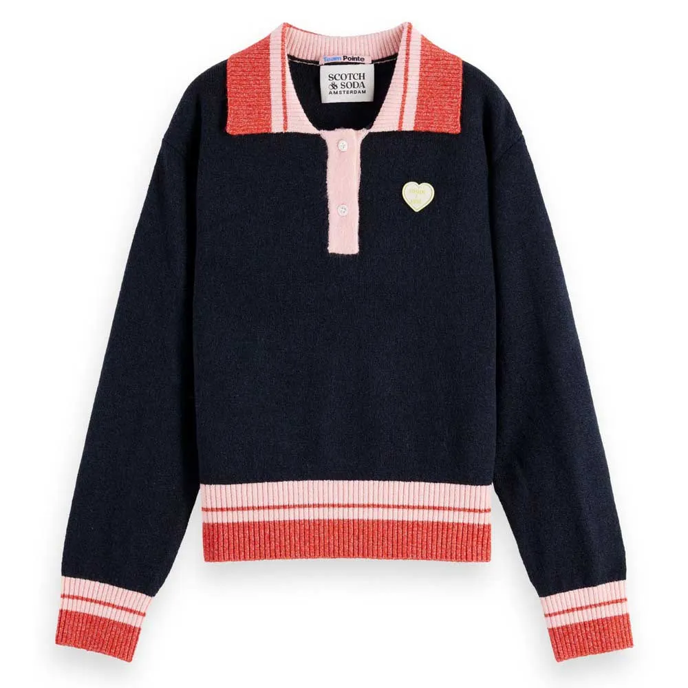 

Поло с длинным рукавом Scotch & Soda Sporty Collar Chest Logo, синий