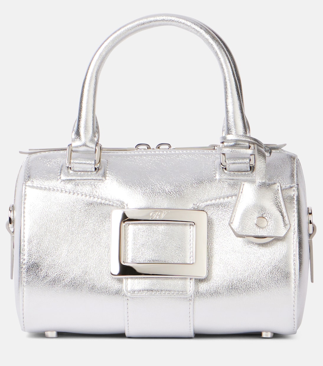 

Сумка-тоут Belle Vivier Mini из металлизированной кожи Roger Vivier, серебряный