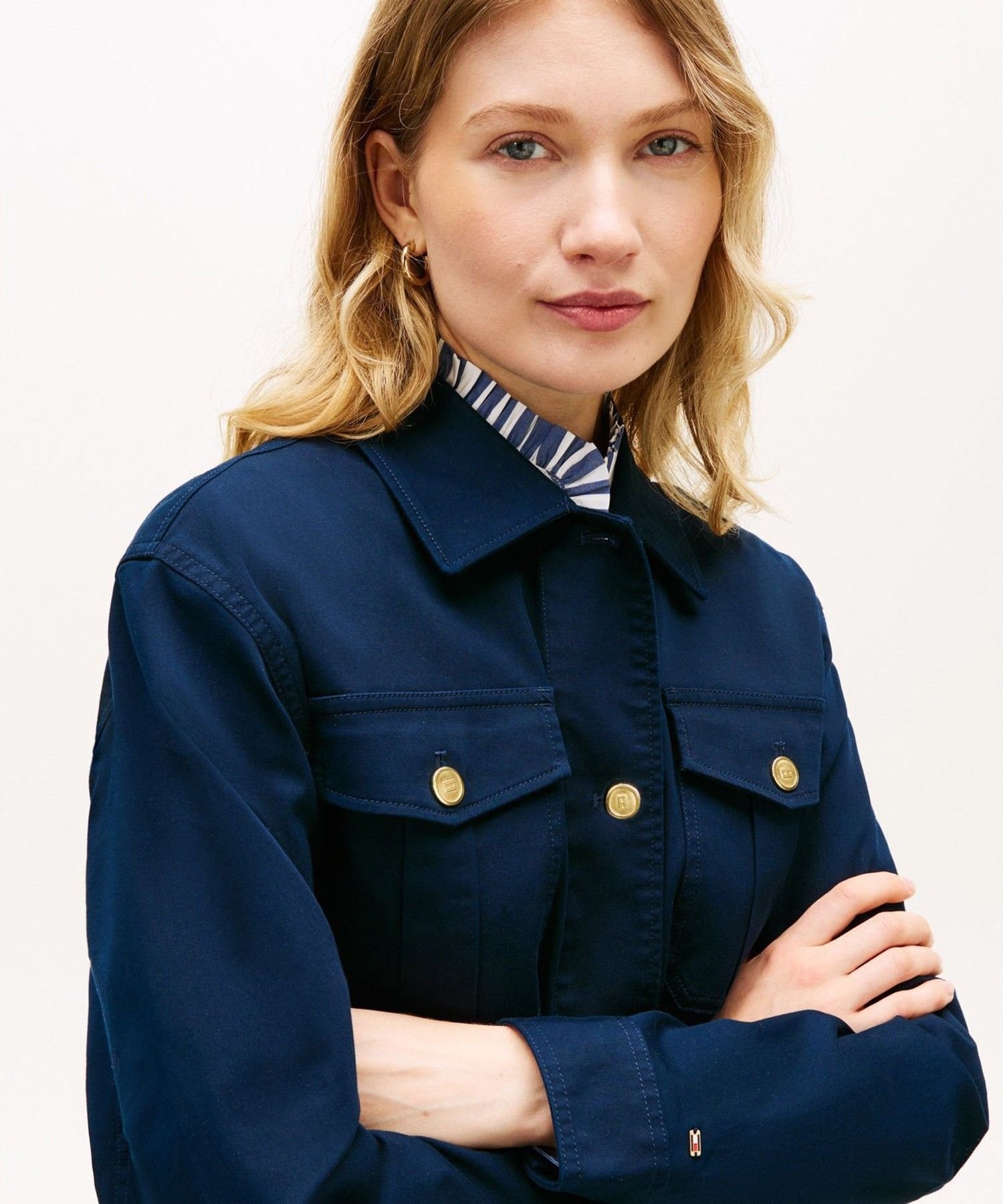 Хлопковая полевая куртка с золотыми пуговицами, размер 26SS TOMMY HILFIGER, Navy C1G — фото 2