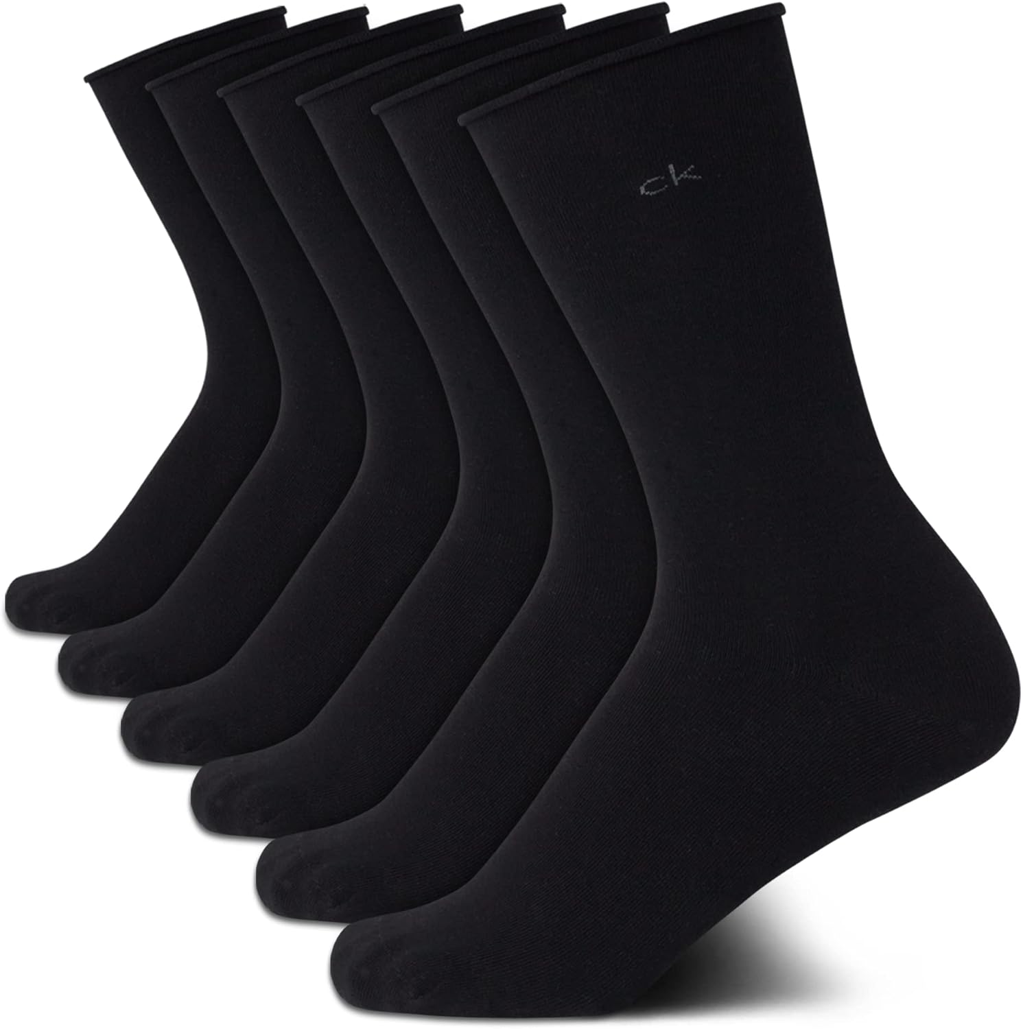 

Женские носки Calvin Klein Crew Socks - 6 пар мягких хлопковых носков с отворотами на манжете, мини/средней длины, для женщин (размер обуви: 4-10), Black