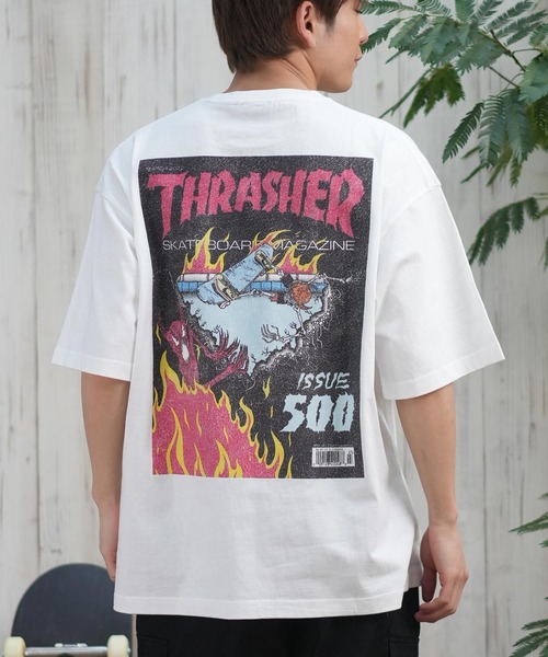 

Футболка с коротким рукавом, свободного кроя унисекс, с принтом на спине THRASHER, цвет слоновая кость