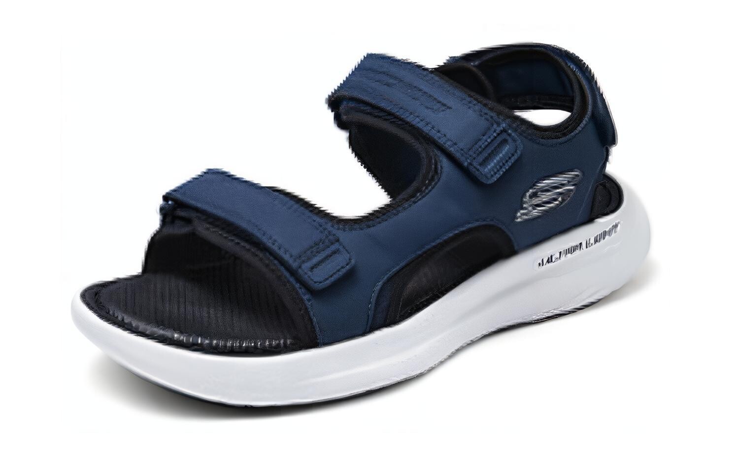 Спортивные пляжные сандалии мужские синие с черной надписью Skechers — фото 3