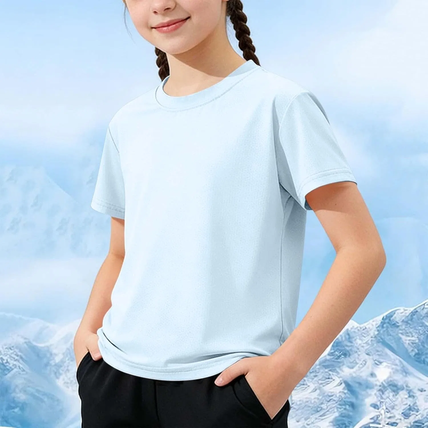 Футболка детская, летняя, дышащая, Zzalalana, Light Blue — фото 2