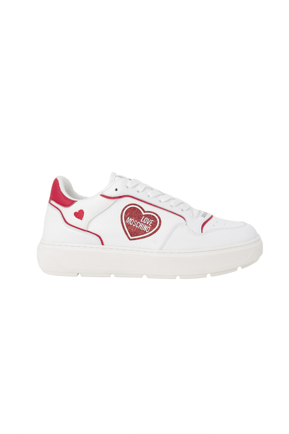Кроссовки женские Love Moschino с сердцем, бело-красный
