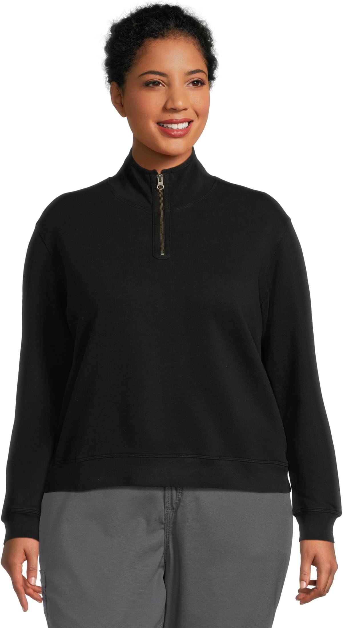 

Женская толстовка с длинным рукавом, полумолнией и воротником-стойкой Mod-o-doc, Black