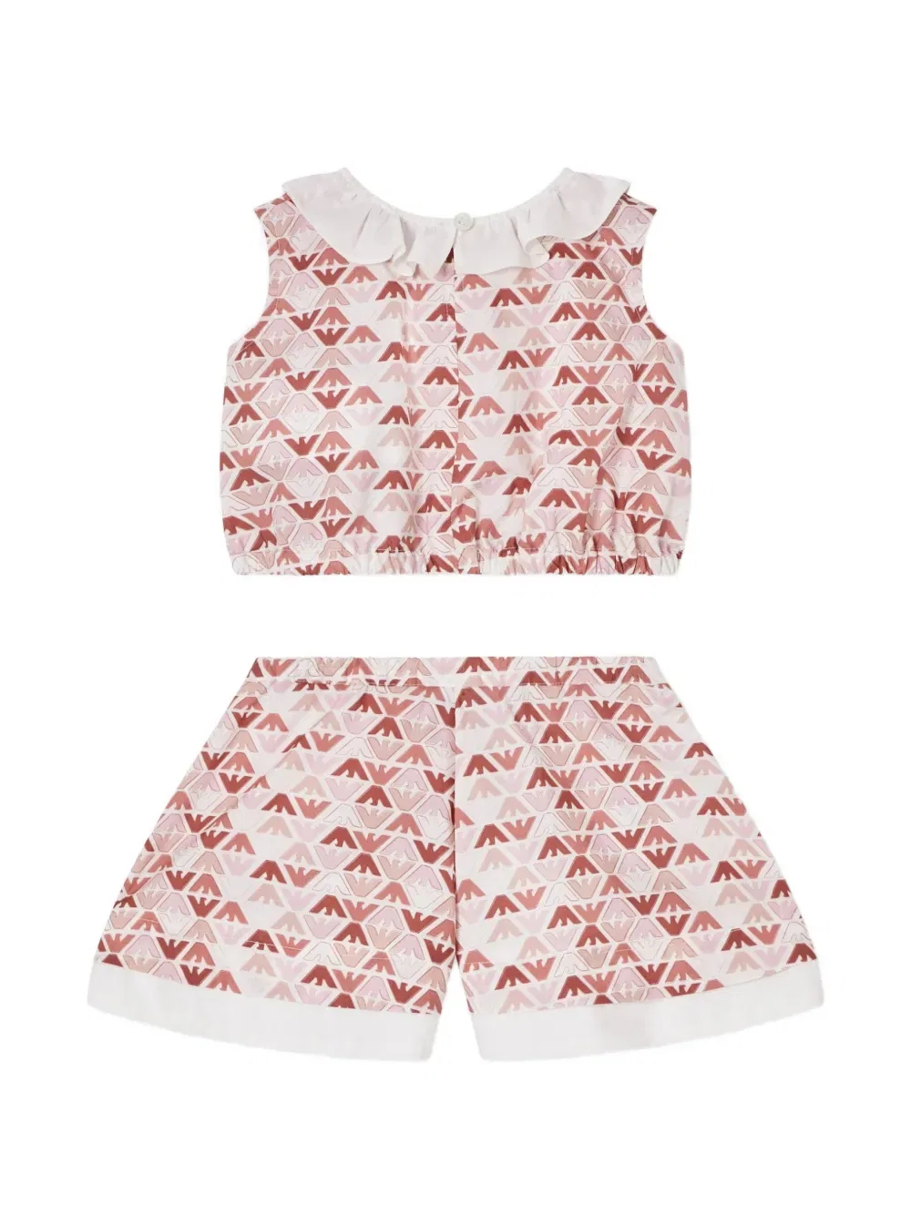 Комплект из шорт и топа с рюшами и принтом логотипа Emporio Armani Kids, нейтральный — фото 2