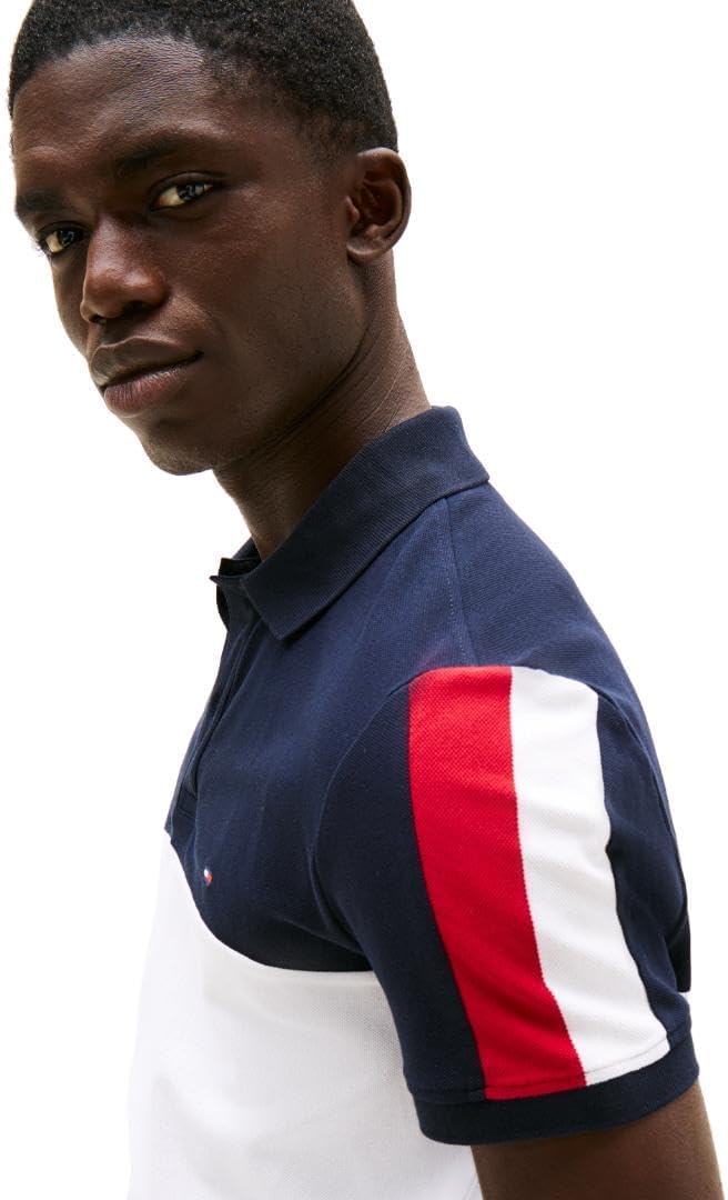 Мужские поло Tommy Hilfiger с коротким рукавом, классического кроя, с эластичными вставками и цветными блоками, White — фото 2
