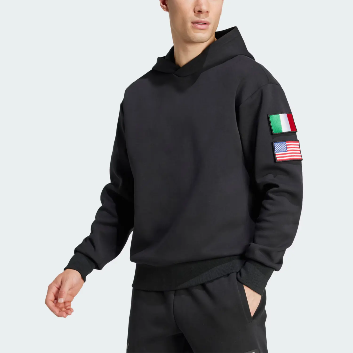 Футболка с капюшоном Adidas Juventus в стиле NASA сезонная двойной вязки черный — фото 3