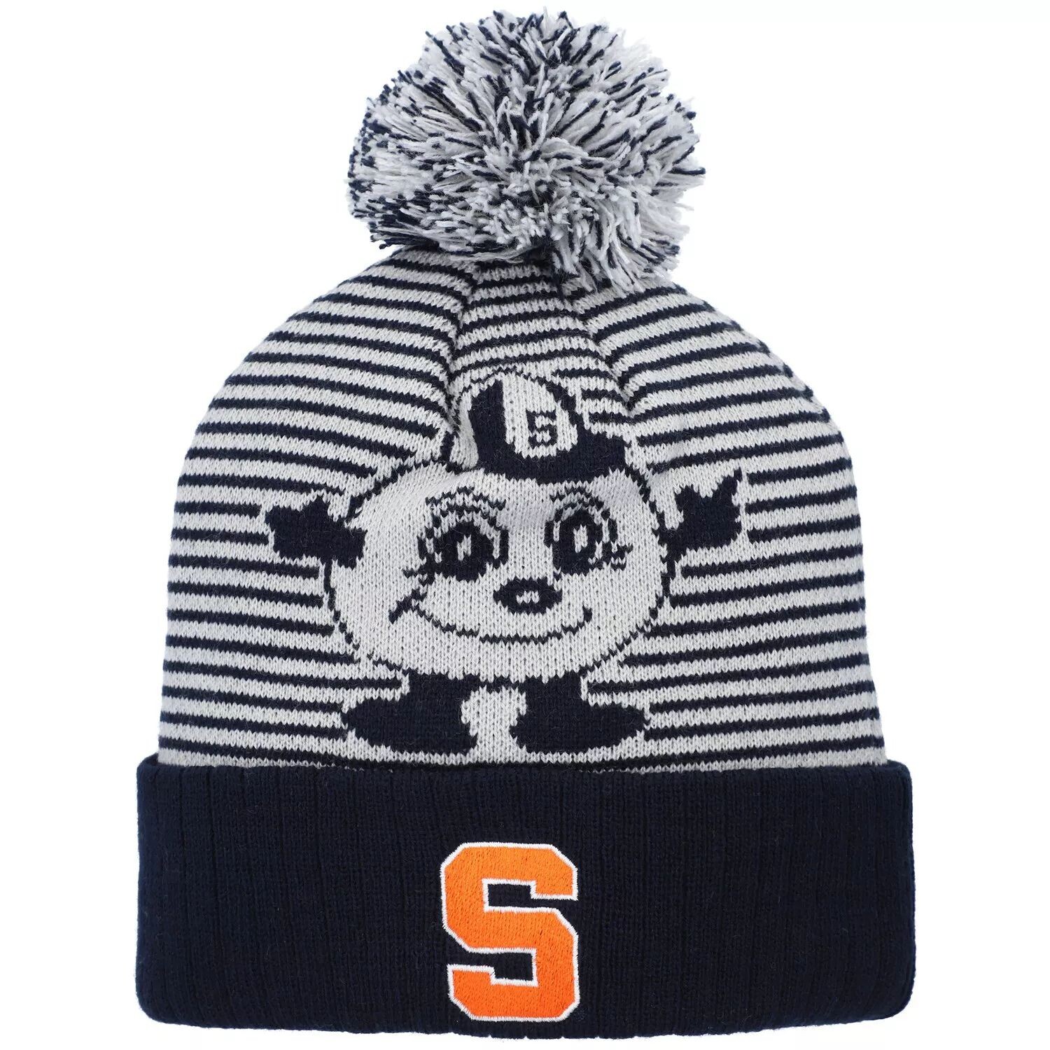

Мужская вязаная шапка Top of the World Navy Syracuse Orange Line Up с манжетами и помпоном