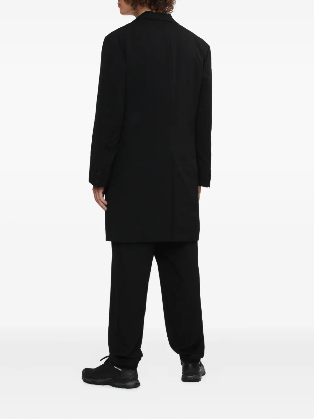 Однобортное шерстяное пальто Yohji Yamamoto, черный — фото 4