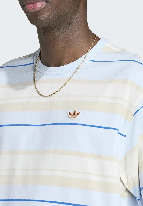 Футболка с принтом и полосами Adidas Originals, кристально-голубой — фото 4