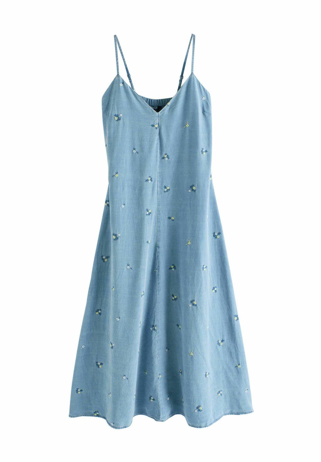 

Джинсовое платье REGULAR FIT - FLORAL EMBROIDERED - Maxi dress Next, синий