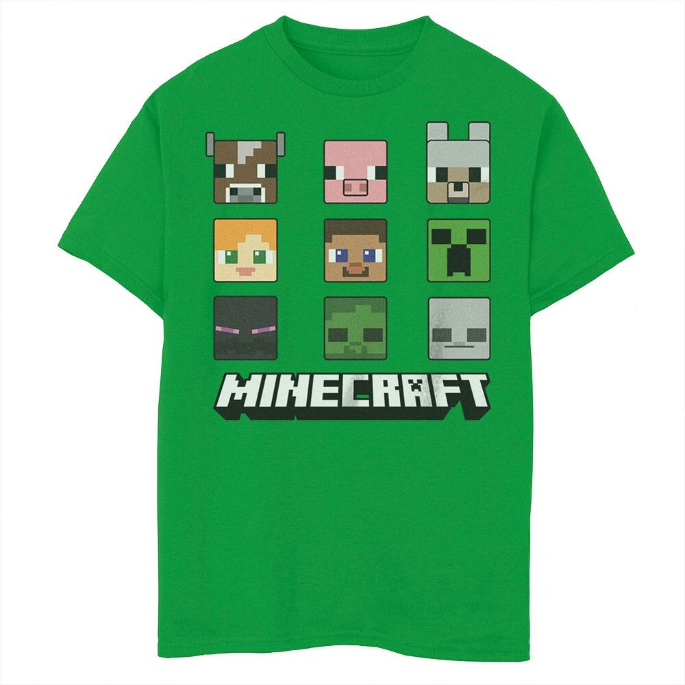 

Футболка с изображением лица персонажей Minecraft Chibi для мальчиков 8–20 лет Licensed Character, цвет Kelly