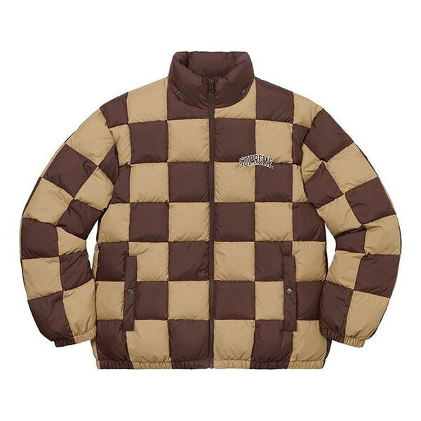 

Куртка fw19 week 17 checkerboard puffy jacket Supreme, коричневый