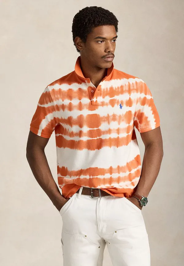 Классическая поло-рубашка из сетчатой ткани с эффектом тай-дай. Polo Ralph Lauren, Solar Sky Multi