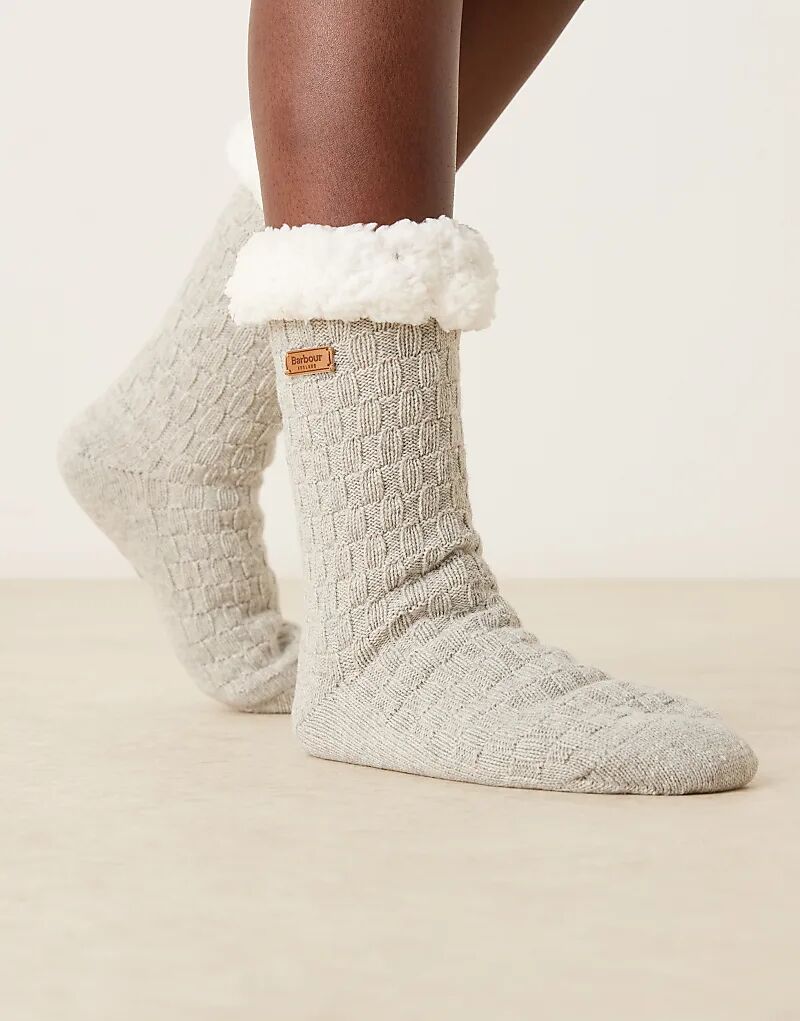 

Носки Barbour с косичной вязкой, светло-серый меланж