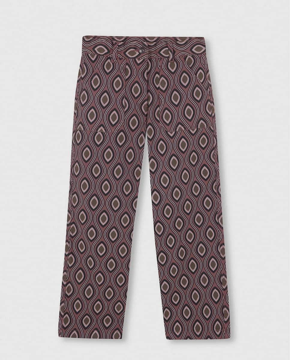 

Девочковые брюки из саржи с фиолетовым принтом Gocco