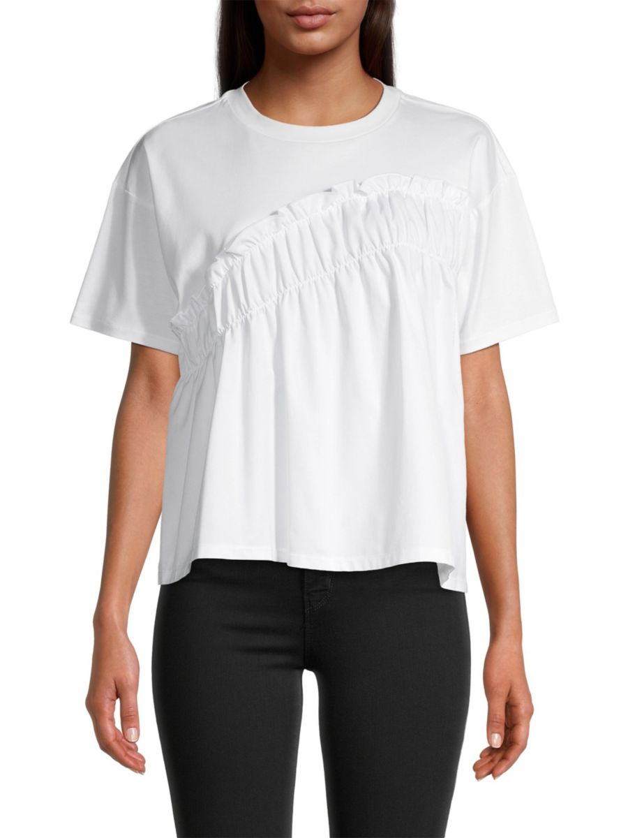 

Футболка из хлопка с оборками Jason Wu, белый