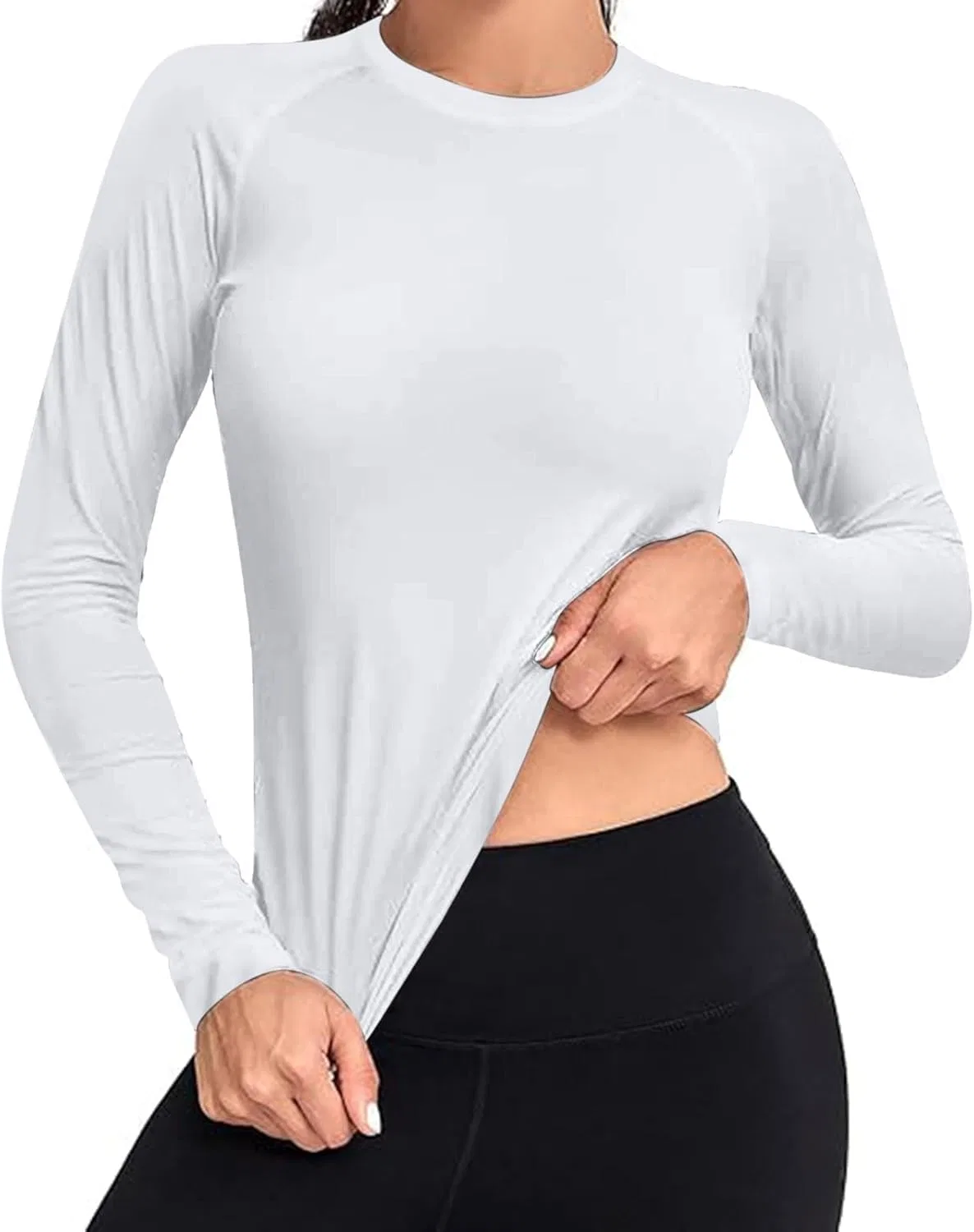 Футболка с длинным рукавом для женщин, Lightweight, White