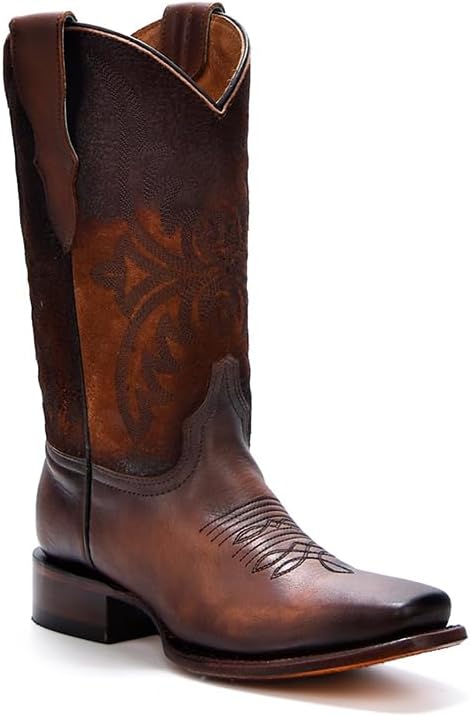 

Подростковые ковбойские сапоги Corral, коричневые, с квадратным носком, кожаной подошвой, из коровьей кожи, T0192