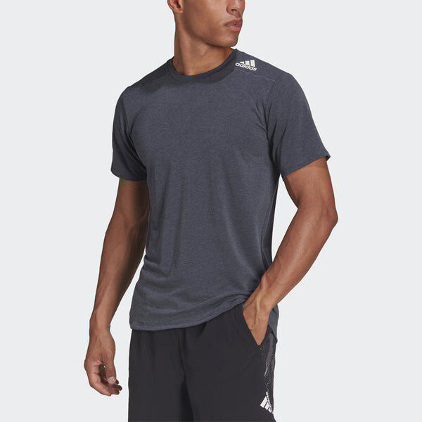 Футболка men's solid color athleisure casual sports round neck short sleeve gray t-shirt Adidas, серый — фото 2