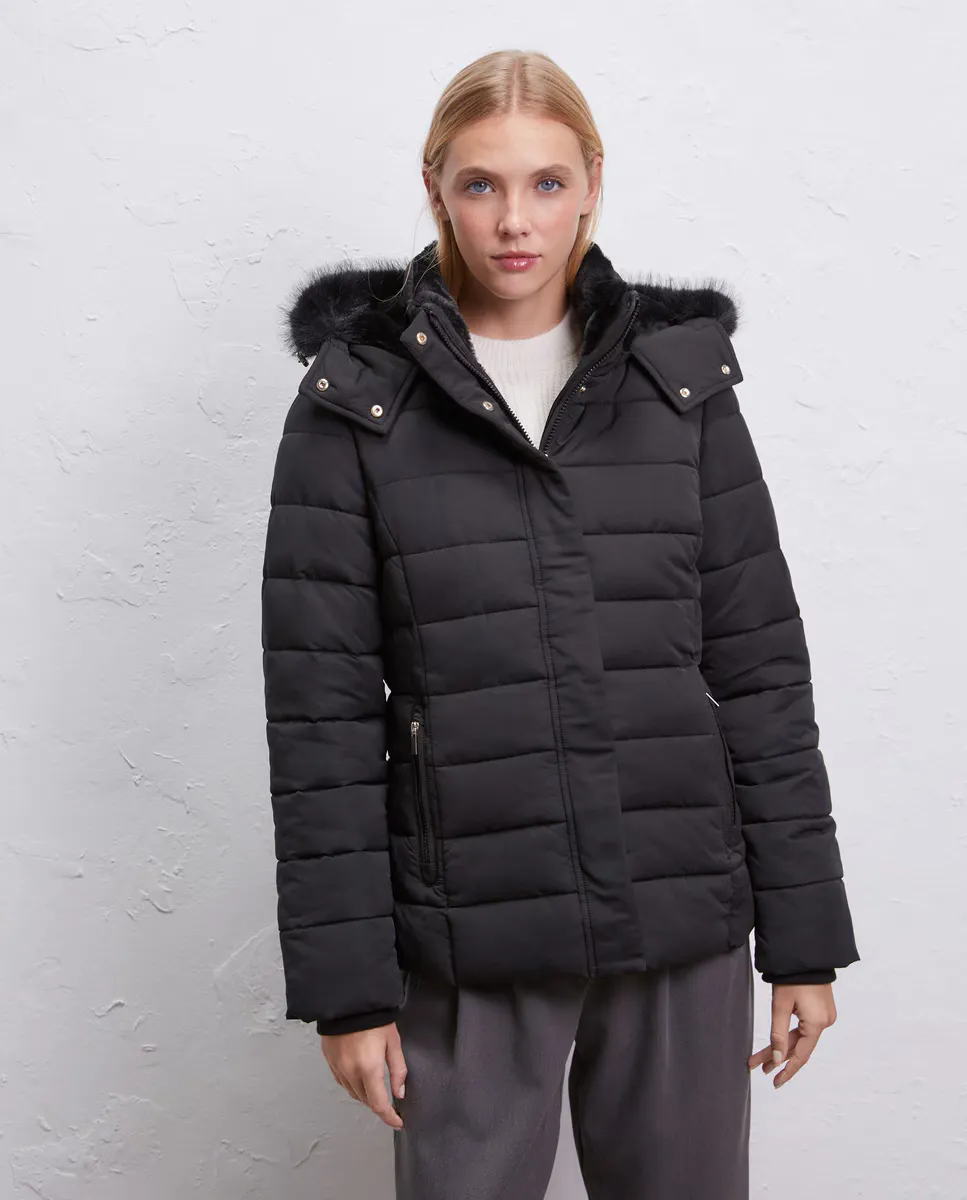 

Стеганое женское пальто с капюшоном и подкладкой Easy Wear, черный