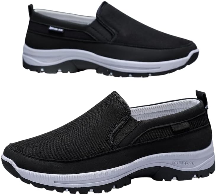 

Мужские слипоны из канвы большого размера, обувь для вождения с мягкой резиновой подошвой, дышащей подкладкой, низким профилем и круглым носком, для делового и повседневного стиля Hchctry, черный