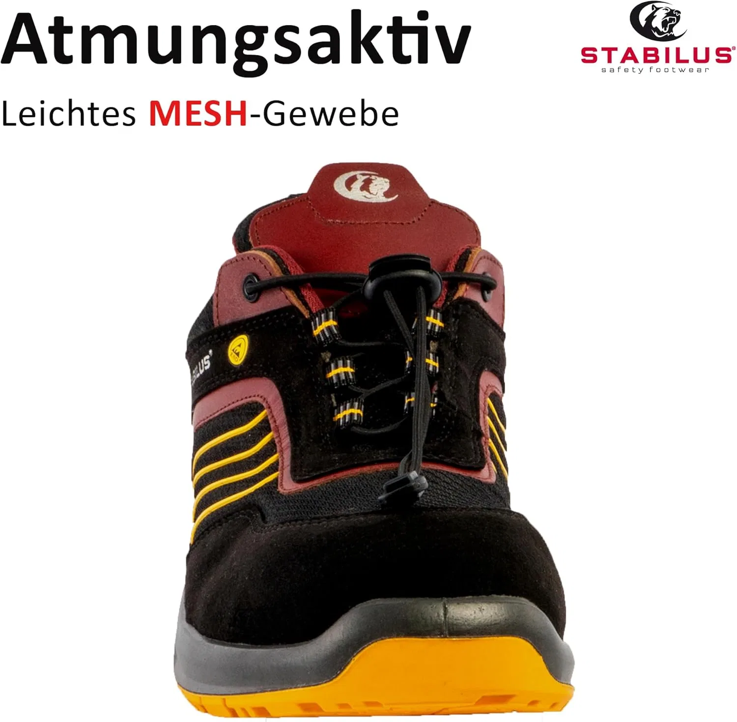 Мужские защитные ботинки STABILUS Rudi Low S1PS, легкие, дышащие, противоскользящие, амортизирующие, соответствуют стандартам ESD и DGUV, рабочая обувь, Black Yellow — фото 4