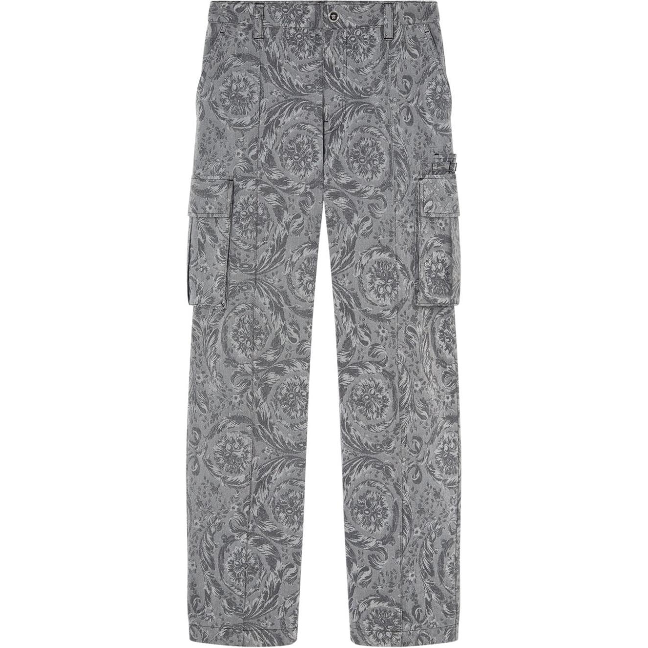 

Брюки карго прямого кроя Barocco Jacquard VERSACE, средне-серый