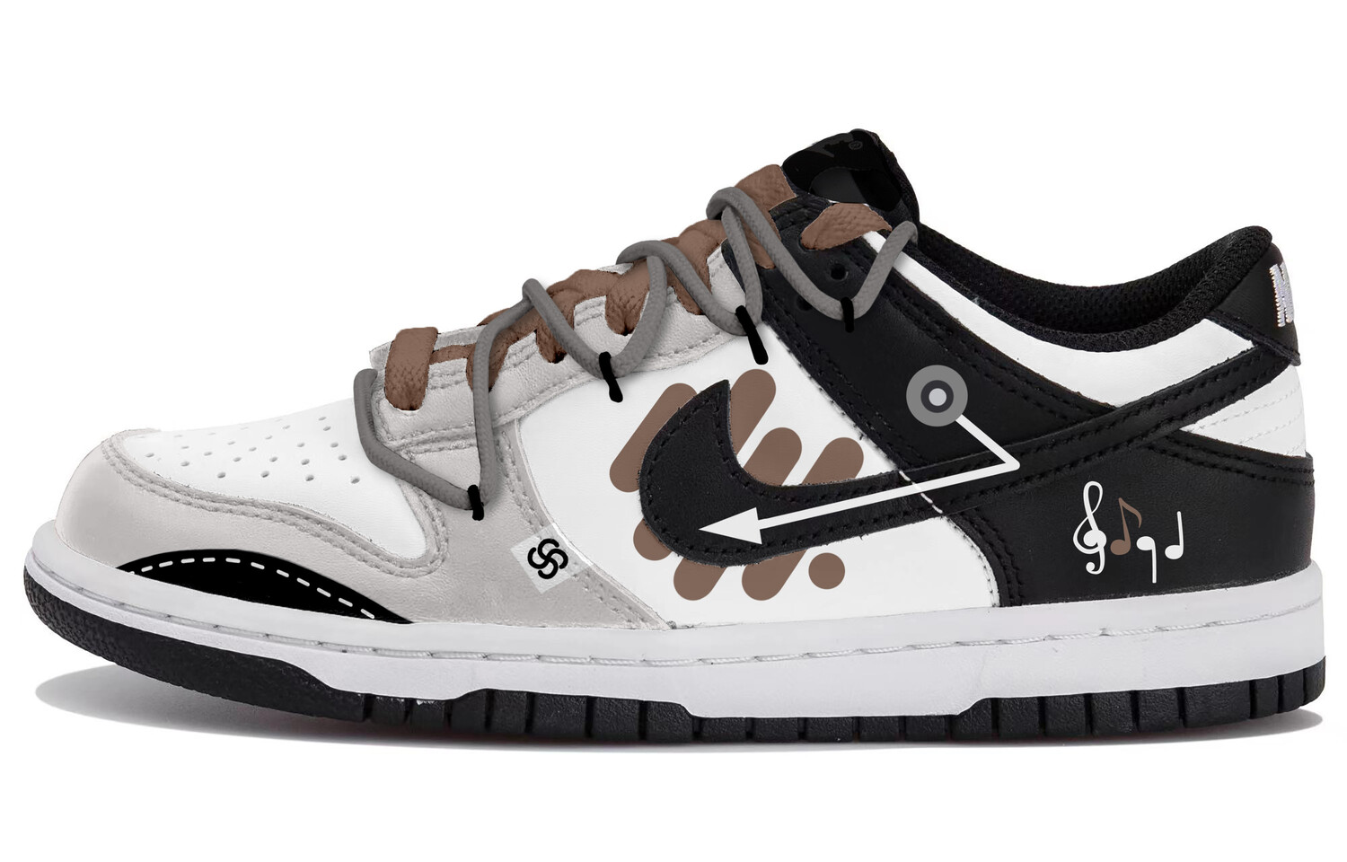 

Кроссовки Nike Dunk Skateboarding Shoes Unisex Low-top Black/white/gray, черный/белый/серый