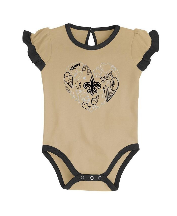 Комплект боди из двух частей New Orleans Saints Too Much Love для новорожденных, черный, золотой цвета Vegas, New Orleans Saints Too Much Love Outerstuff, черный — фото 2